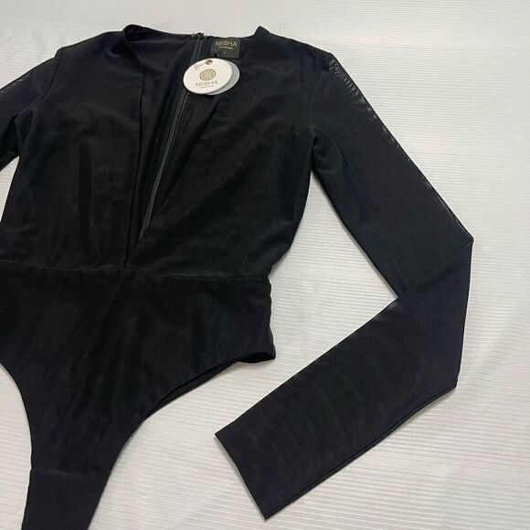 NWT MISHA Collection Revolve Black Maddelena Bodysuit Size Small New - Picture 2 of 12